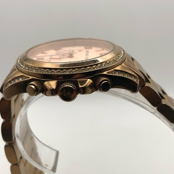 Michael Kors Women’s Watch Rose Gold Band (New Battery) Crystal Clear Beautiful - Picture 6 of 8